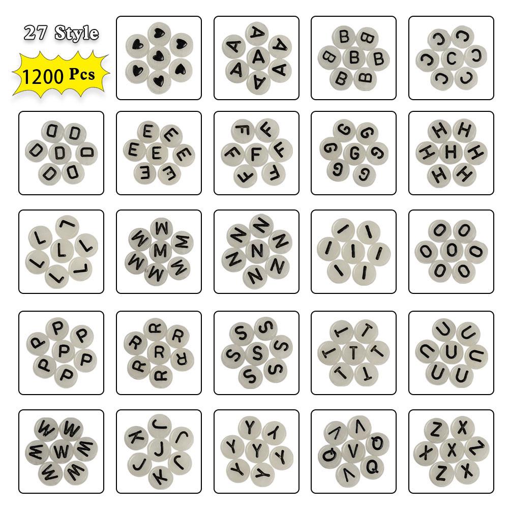 Luminous Heart & Letter Acrylic Beads Set