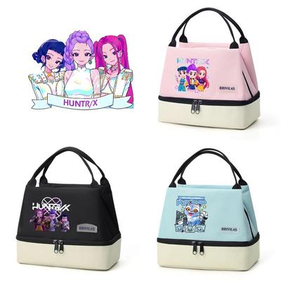 Bolsa Térmica de Doble Capa Colorida para Cazadores de Demonios Anime KPop Bolsa de Almuerzo Térmica Bolso de Mano para Estudiantes