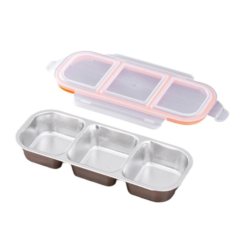Stainless Lunchbox Box Multisection Compartments With Lid Snacks Container For Adults Kids Outdoor Use