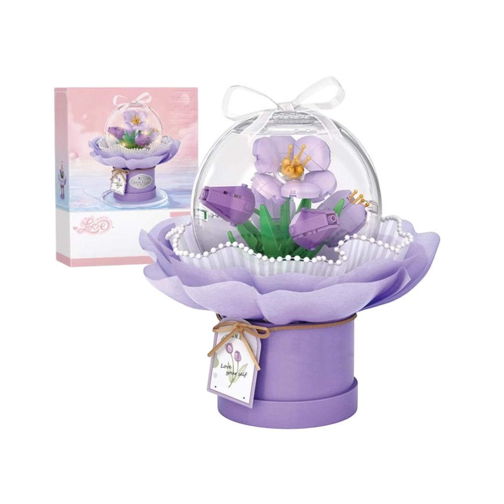 Diy Hand-assembled Flower Buildingblocks With Small Pieces, Everlasting Hand-held Flower Toys