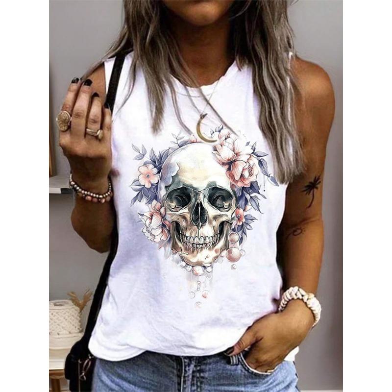 2026 New Women's Crew Neck Tank Top Leopard Print And Love Print Women's Tank Top Street Fashion Women's Casual Tank Top