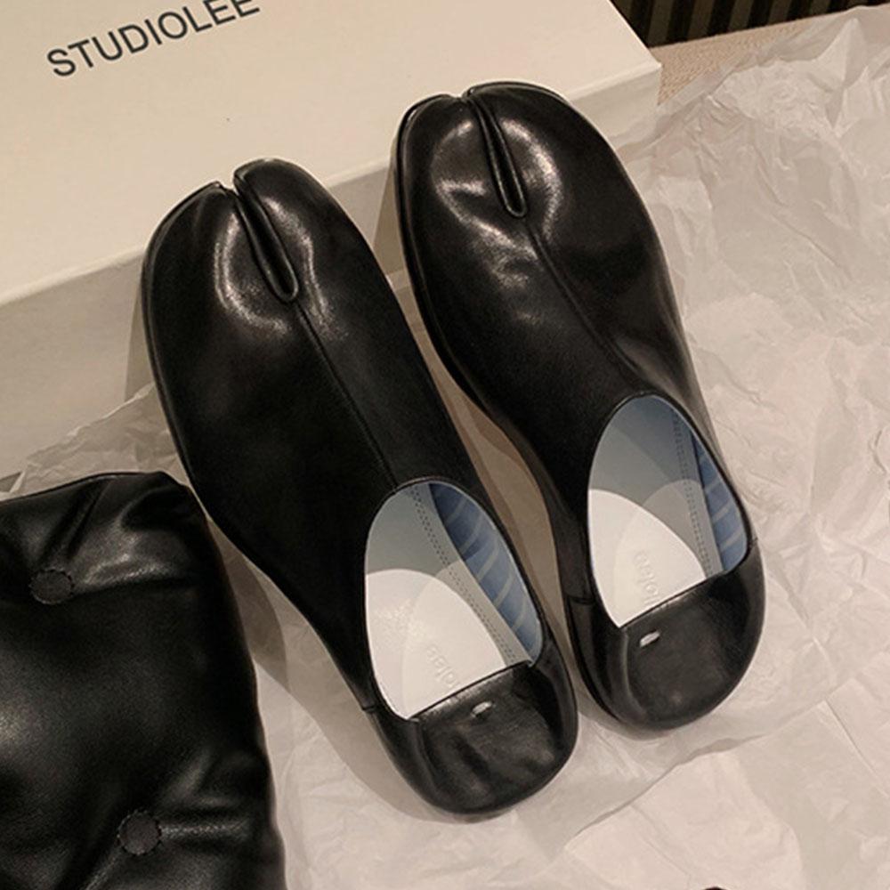 Burst Silver Tabi Shoes Women Split Toe Flats  Spring Soft Loafers Female Slip-On Slides