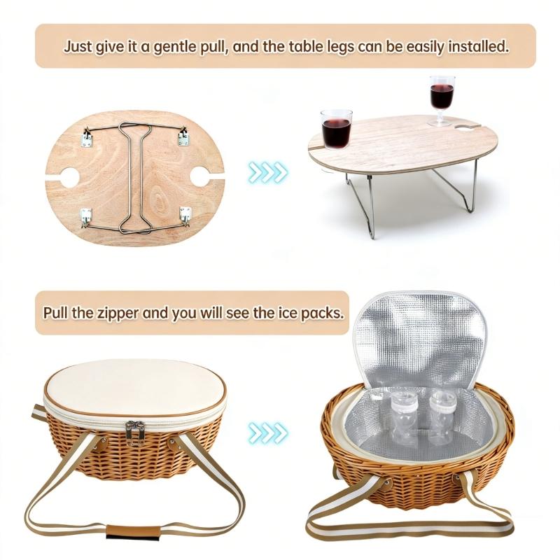 Premium thin Dining Basket With pliable Table Chilling Pack And Basic materials pair People