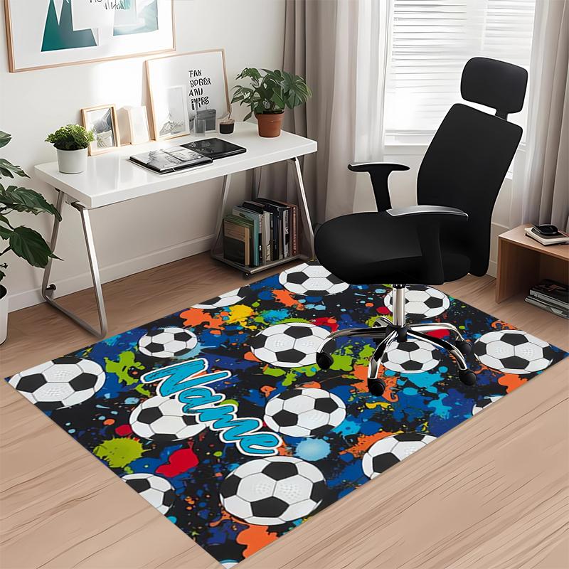 Custom Name Soccer Printed Carpet, for Office Chair Living Room Bedroom Kitchen Room Decor Gifts.