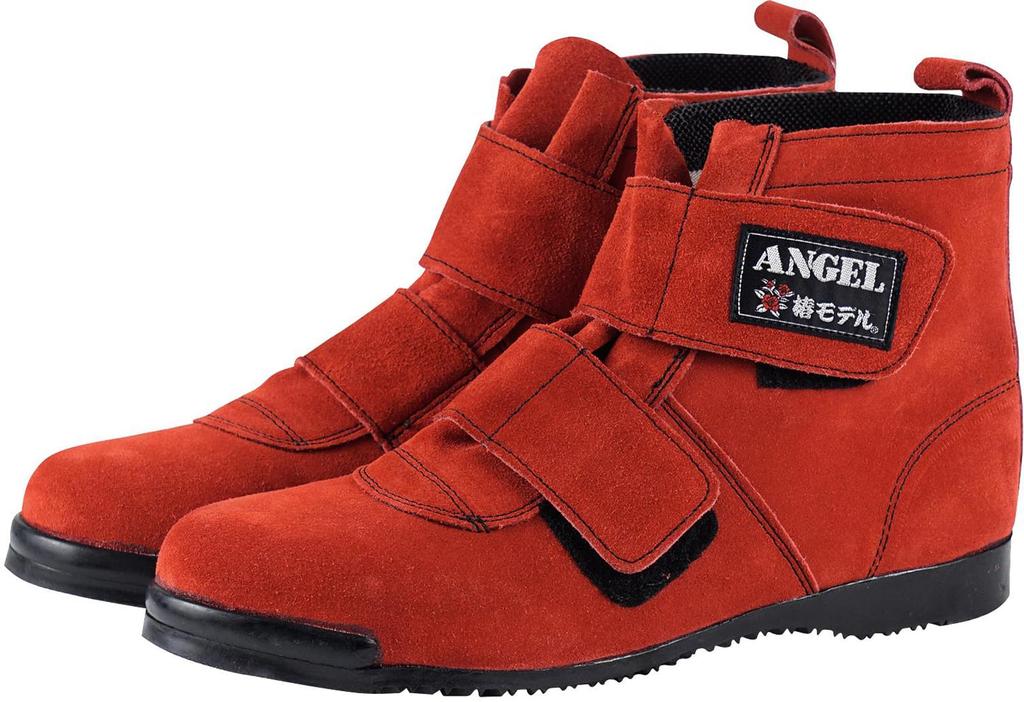 Tsubaki Model Safety Shoes Velor SB34 Magic Middle Length JIS Standard Made In Japan Red 25.0cm