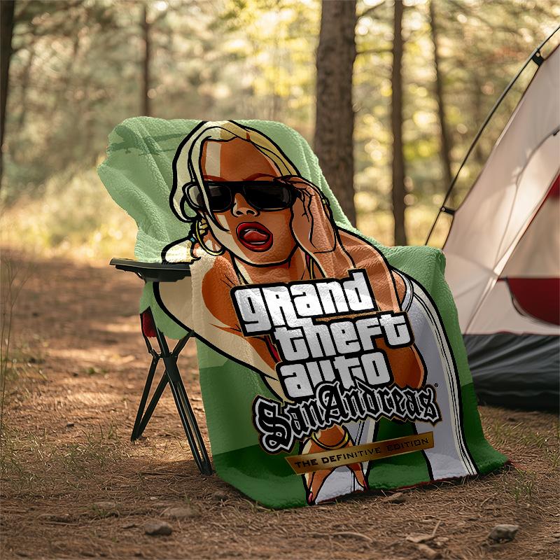 1ks deka s motivem GTA - Digitální potisk, Polyester, Útulná pro všechna roční období, Ideální pro venkovní použití a cestování