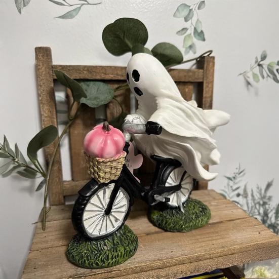 Bike Rider Ghost Statue Resin Ghost Riding on A Bicycle