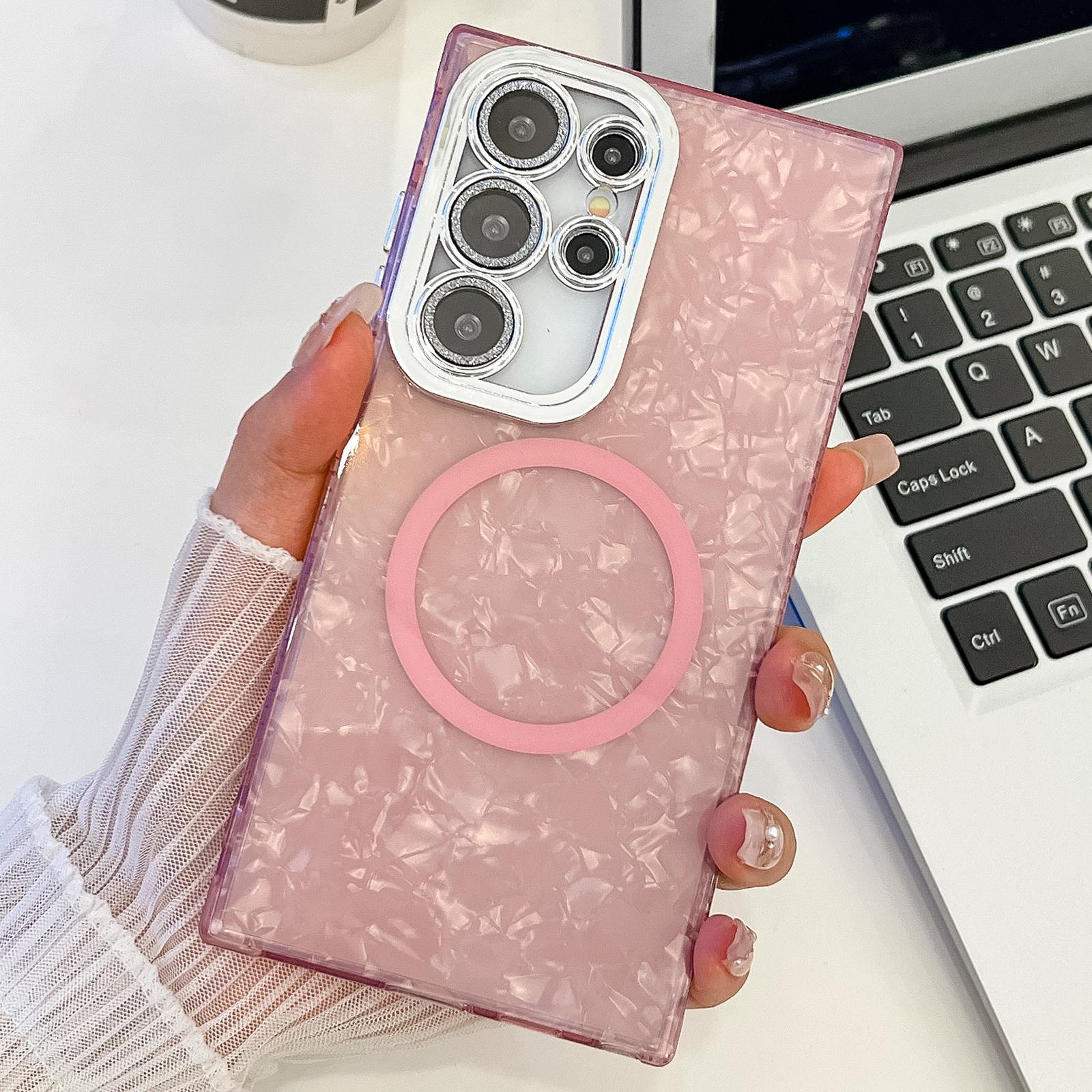 

Магнитный чехол для Samsung Galaxy S25 Ultra, дизайн IMD, PC+TPU, чехол для телефона с защитной пленкой для стеклянного объектива E