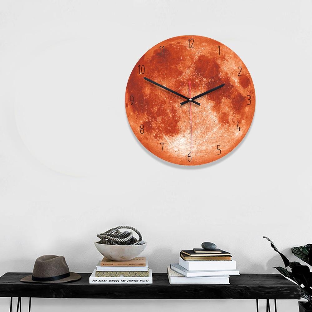 Creative Painting Wall Clock 11 Inch Moon Wall Clock Living Room Acrylic Wall Decoration Mute Clocks Unique Gift