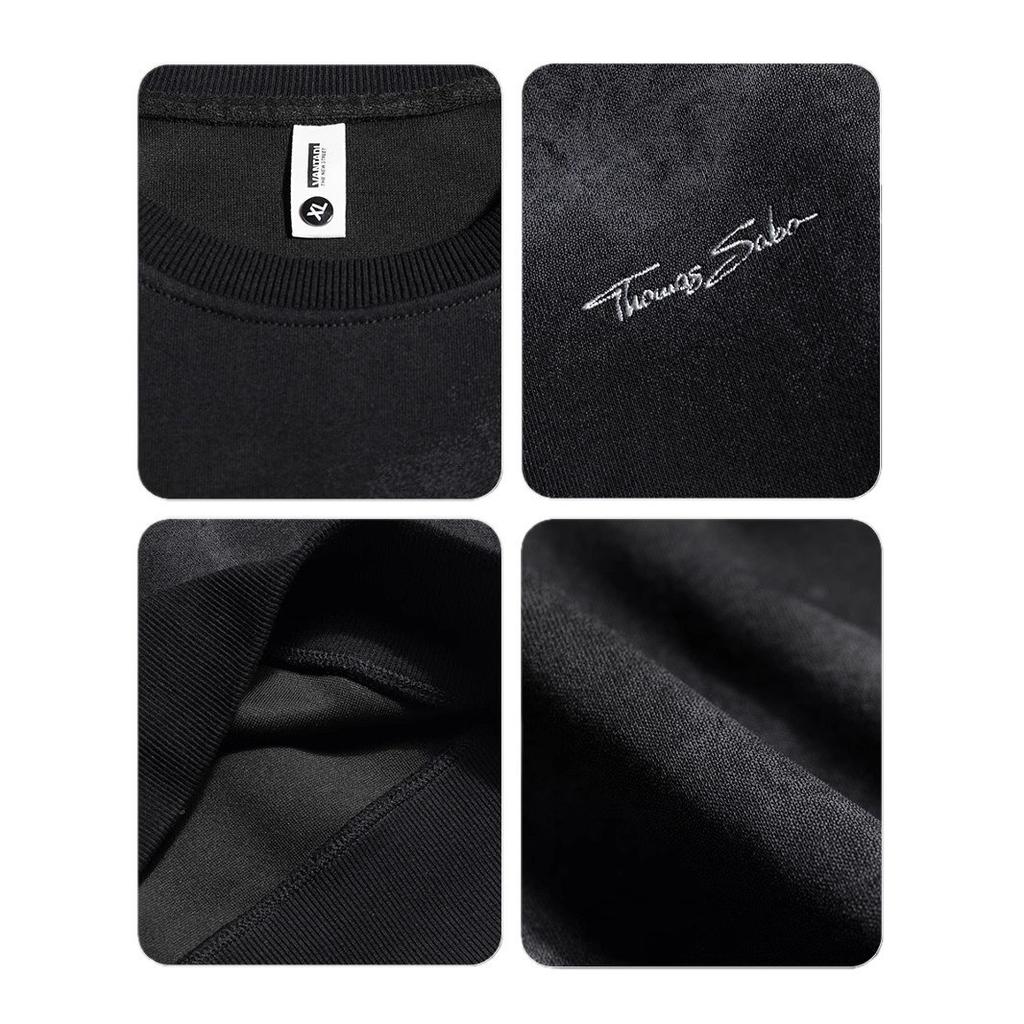 Autumn American Retro Heavy Washed Sweater Men'S Loose Trend Round Neck Long Sleeves On Clothes