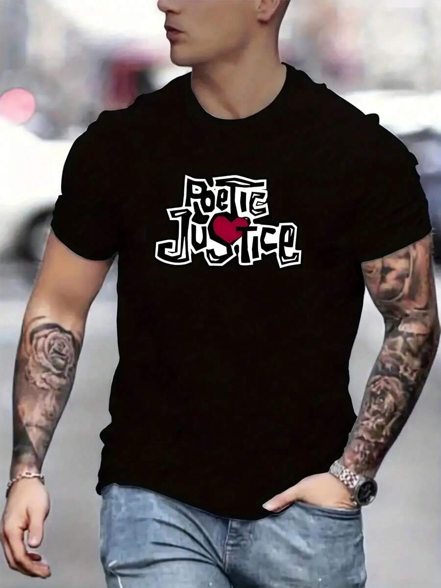 

Unisex s Casual Short Sleeve T-Shirt With Social Justice Slogan Print S