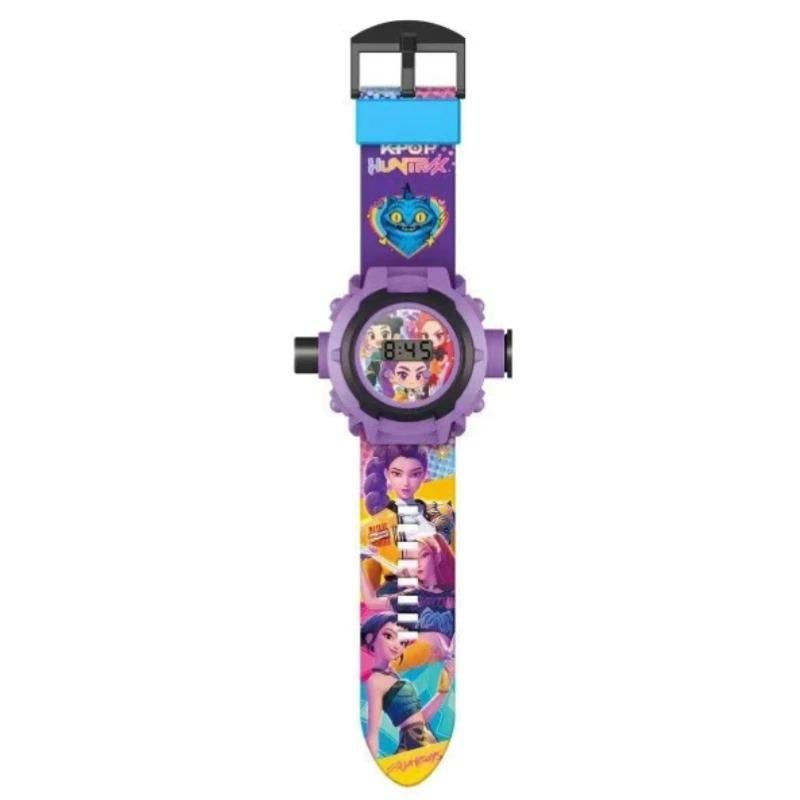 now 1pcs Kids Projector Light Wristwatch K-POP Demon Hunters Electronic Watch Multifunctional Wristband Toy Birthday Gifts