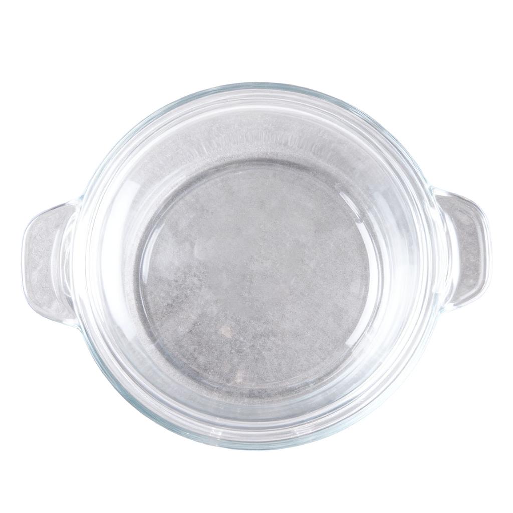 Glass Casserole Dish Microwave Oven Safe Easy Grab Round Clear Glass Casserole Baking Dish with Lid for Cooking Flat