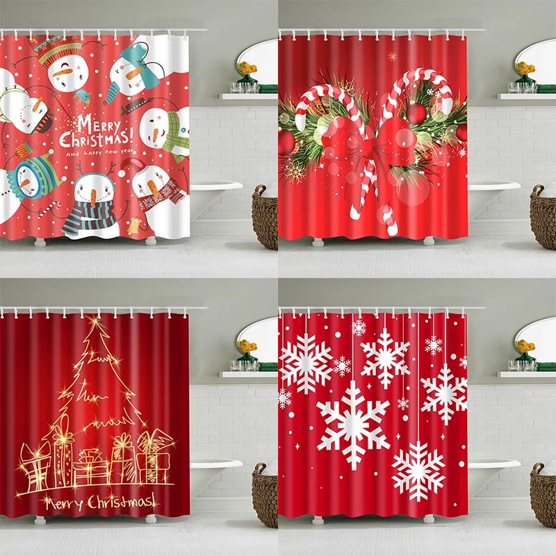 

Рождественская занавеска для душа Новогоднее украшение дома Снеговик Снежинка занавеска для ванной комнаты водонепроницаемая полиэстеровая занавеска для душа 90x180cm