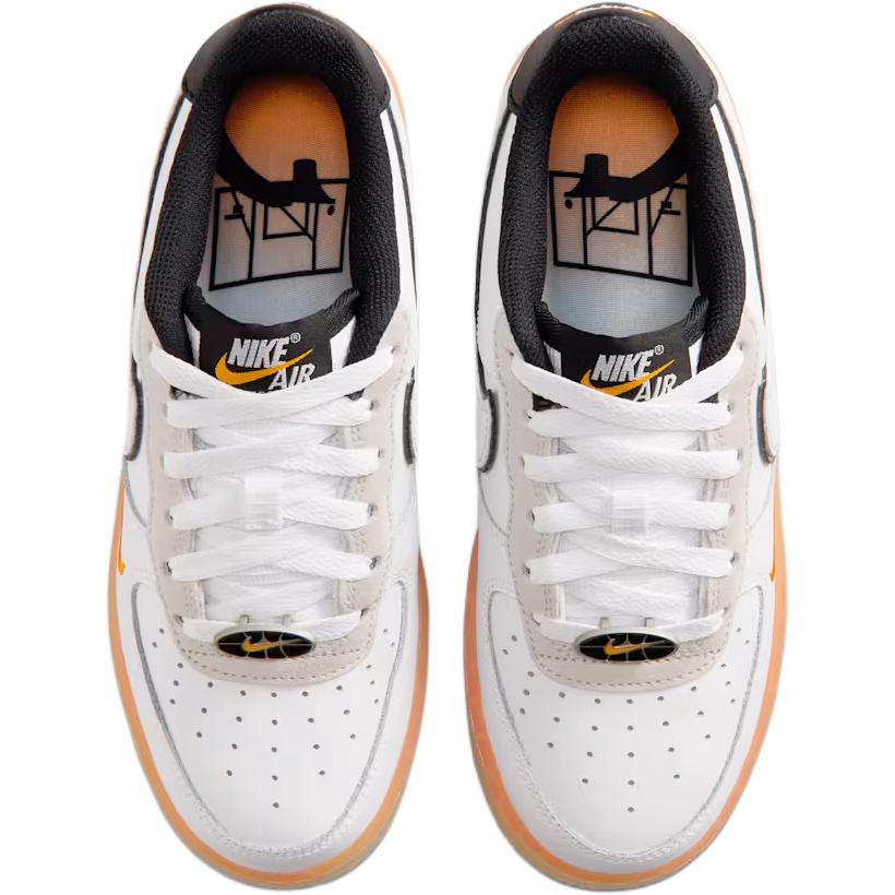 Nike Air Force 1  GS White Black Orange Kids Sneakers Orange-Peel IQ0205-100