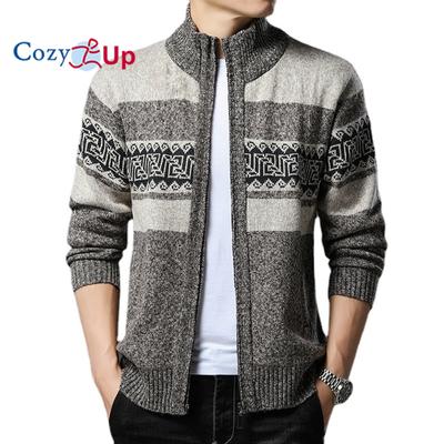 Cardigan in maglia da uomo autunno e inverno con tasca inclinata e colletto alto, maglione caldo in pile