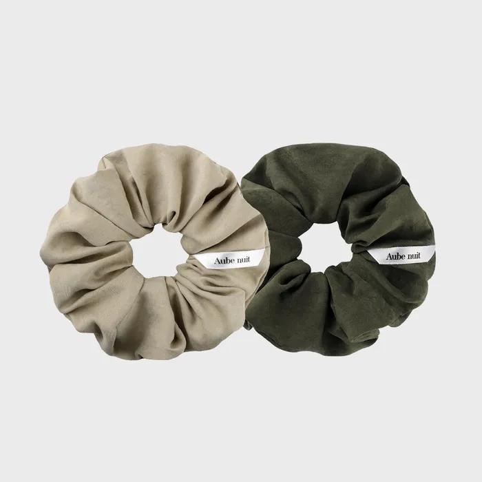 Silky Suede Hair Scrunchie Beige L