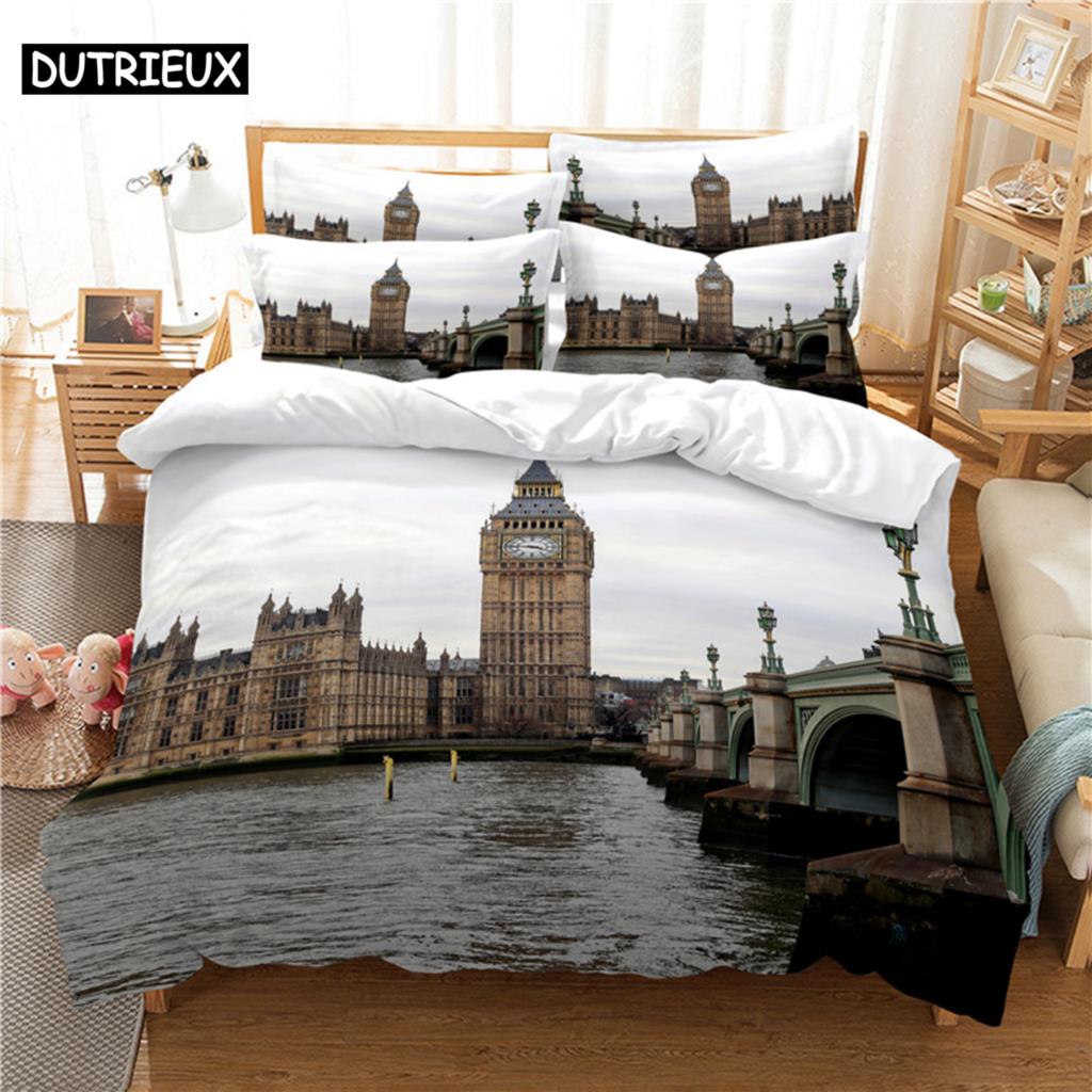 3D Digital-Printed Beach Coconut Tree-Themed Duvet Cover Set In Queen Size - Fashionable Bed Linen Design
