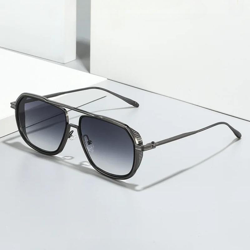 Non-polarized Fashion Steam Punk Double Girder Sunglasses Men Women Metal Square High Definition Driving Eyeglasses