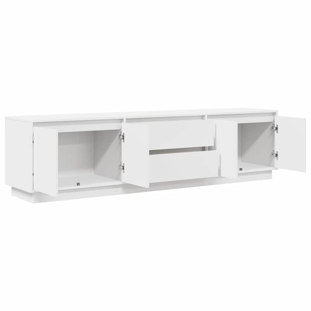 TV Stand with LED Lights White 193.5x41x50 Cm
