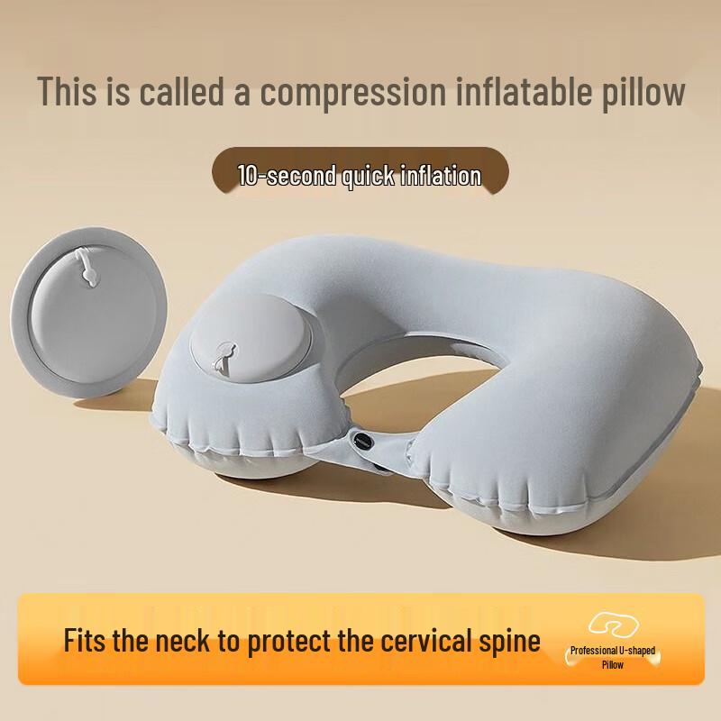 Press Inflatable Travel U-Shaped Neck Pillow