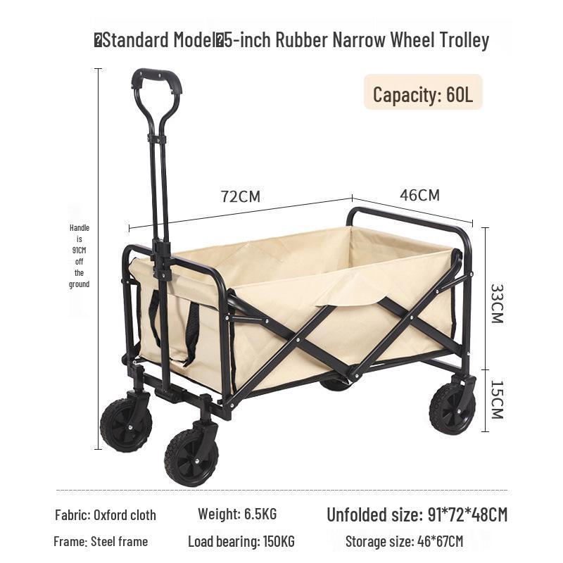 Collapsible Outdoor RV Camp Trolley - Compact Handcart for Express Delivery and Gathering Essentials