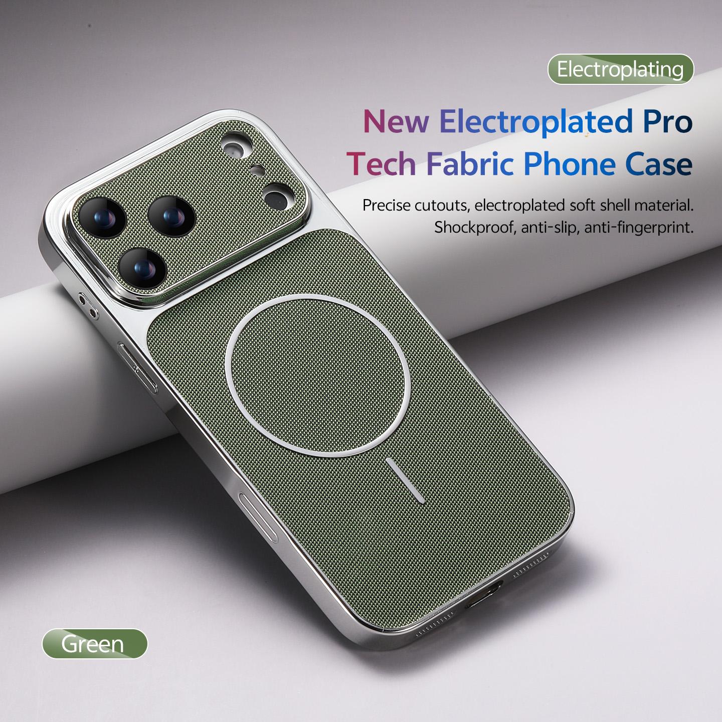 Electroplating Fabric Magnetic Phone Case for For Iphone 17 16 15 14 13 12 Pro Max for Wireless Charging Matte Cover. iPhone 12 Pro