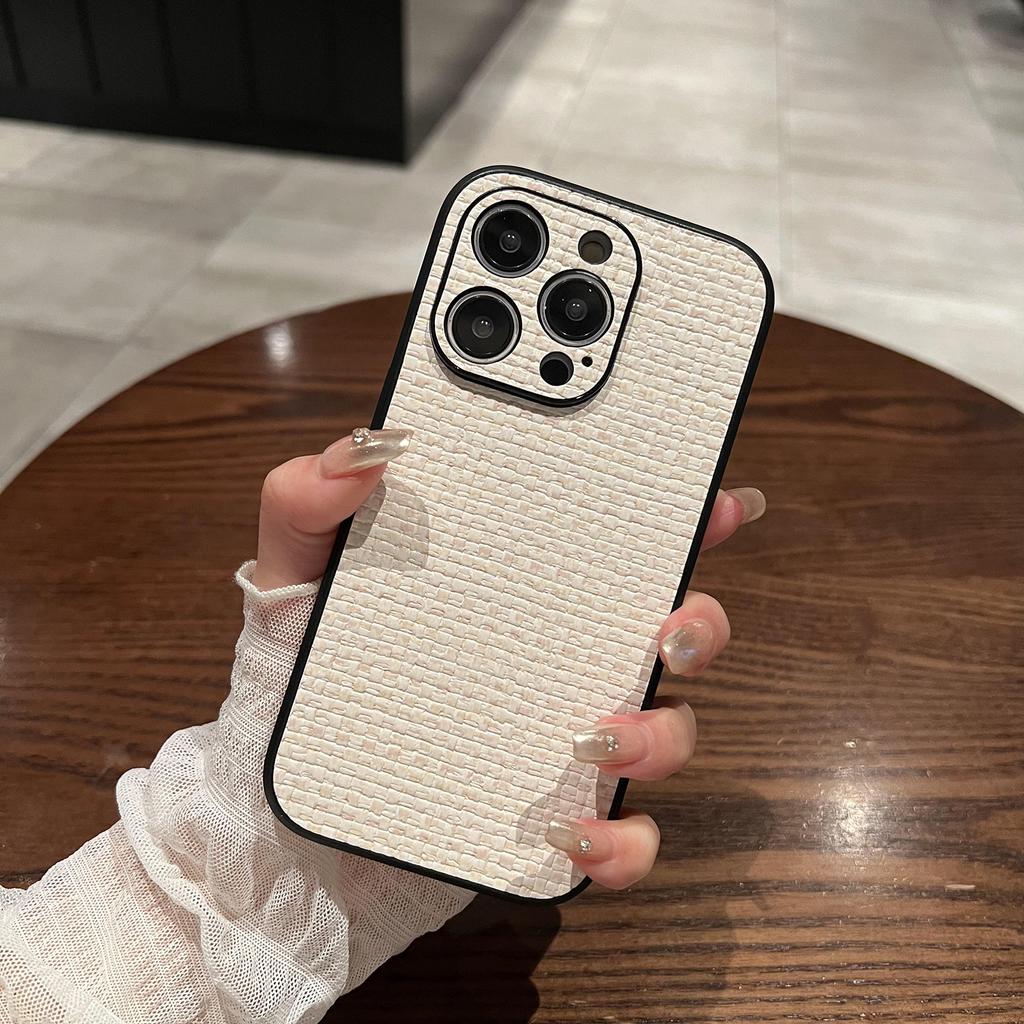 Leather Fabric Texture Is Suitable for Apple 14promax Phone Case, IPhone13 Anti-drop 12pm Simple Ip Female Protective Case