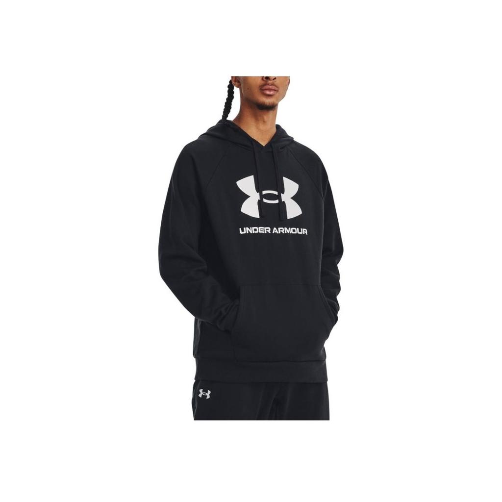 Under Armour Rival Fleece Printed Letter Shoulder-Insert Hoodie Men Hoodie Black 1379758-001