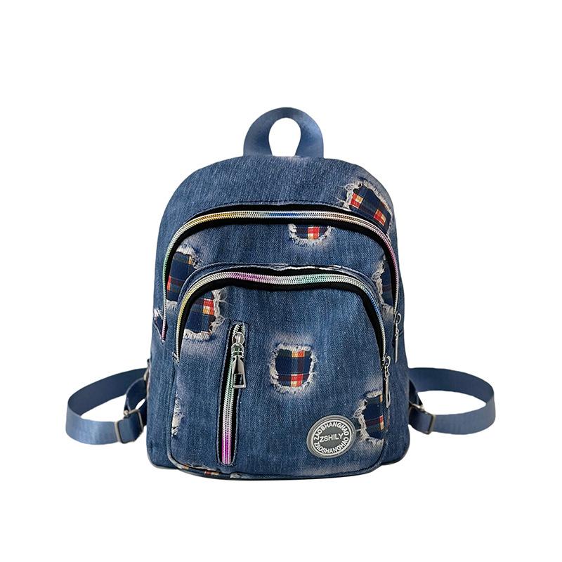 Denim Backpack 2025 New Korean Version of Fashion Printing Trend Ins Style Women's Versatile Casual Backpack