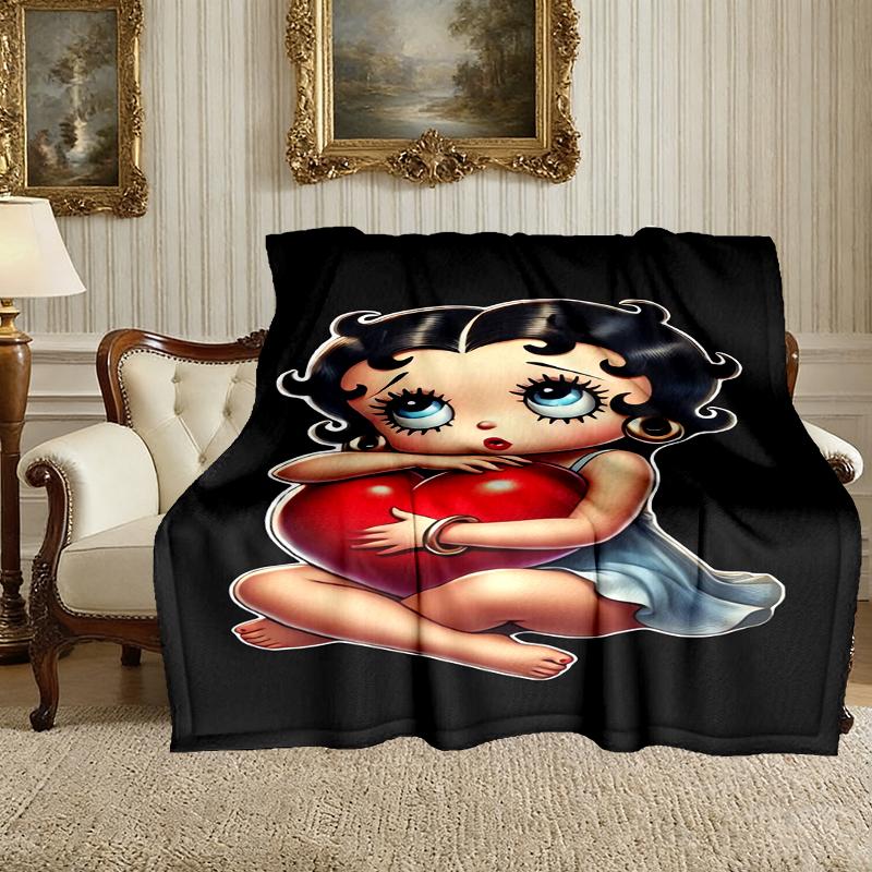 1pc Betty Boop Blanket, Super Cozy Printed Home Blanket, All-Season Warmth