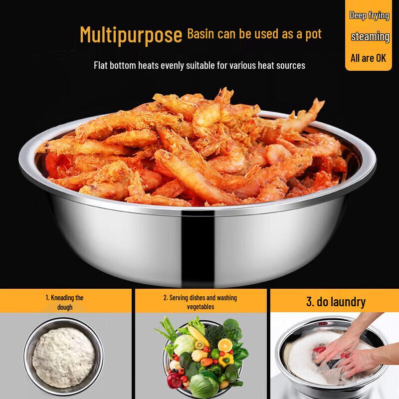NHZHIW Large Stainless Steel Round Mixing Bowl