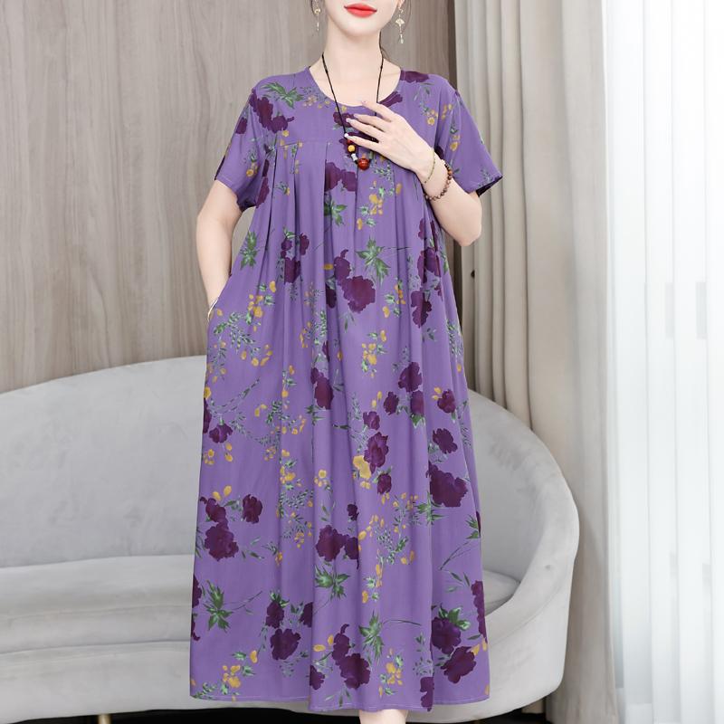 

Елегантні жіночі сукні великих розмірів. Повсякденна вільна вінтажна довга сукня з короткими рукавами 4XL