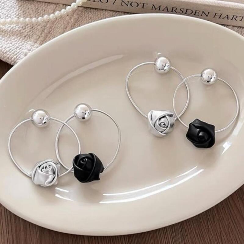 Женская современная черная серебристая эластичная резинка для волос с шариками A32040_Black