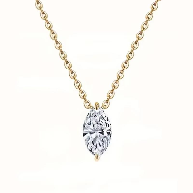 

Huitan Delicate Marquise Cubic Zirconia Pendant Necklace for Women Trendy Engagement Zircon Gorgeous Modern Wedding Accessories 45CM