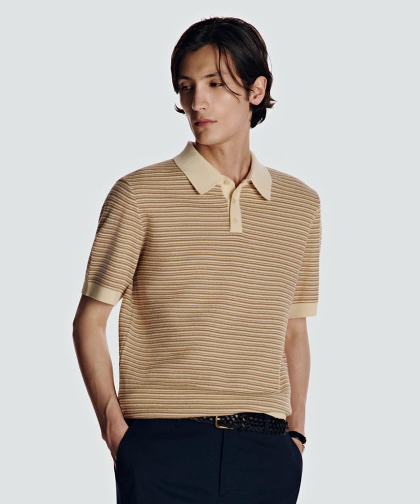 Danielkeulemyu 26Ss Fine Stripe Collar Knit Beige
