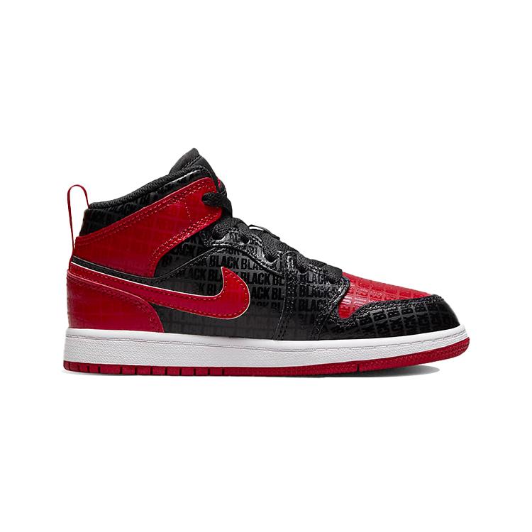 New Jordan 1 Mid Black Red Bred PS DM9651-001