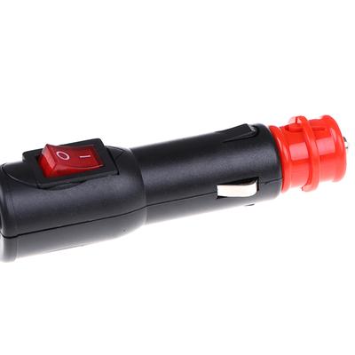 12V-24V 8A Male Car Lighter Socket Plug Connector With Red On/Off Switch