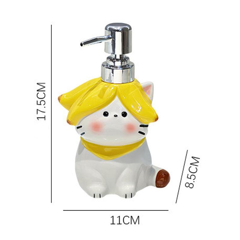 

370ml soap dispenser Cartoon cat lotion dispenser bathroom ceramic press-type hand soap and shower gel separate bottles белый