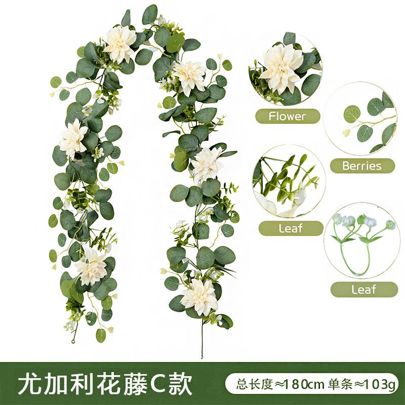 Simulation Flower Vine Outdoor Artificial Vine Eucalyptus Leaf Vine Wedding Arch Decoration Simulation Vine