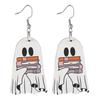 Halloween Ghost Earrings Wood Ghost Holding Book Earrings Halloween Party Jewelry for Women Makeup And Everyday Wear