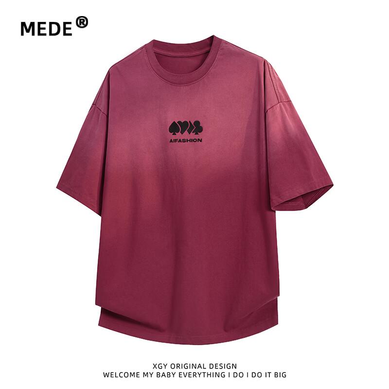 MEDE Men s Retro Spade Print Loose Fit Cotton T-Shirt M