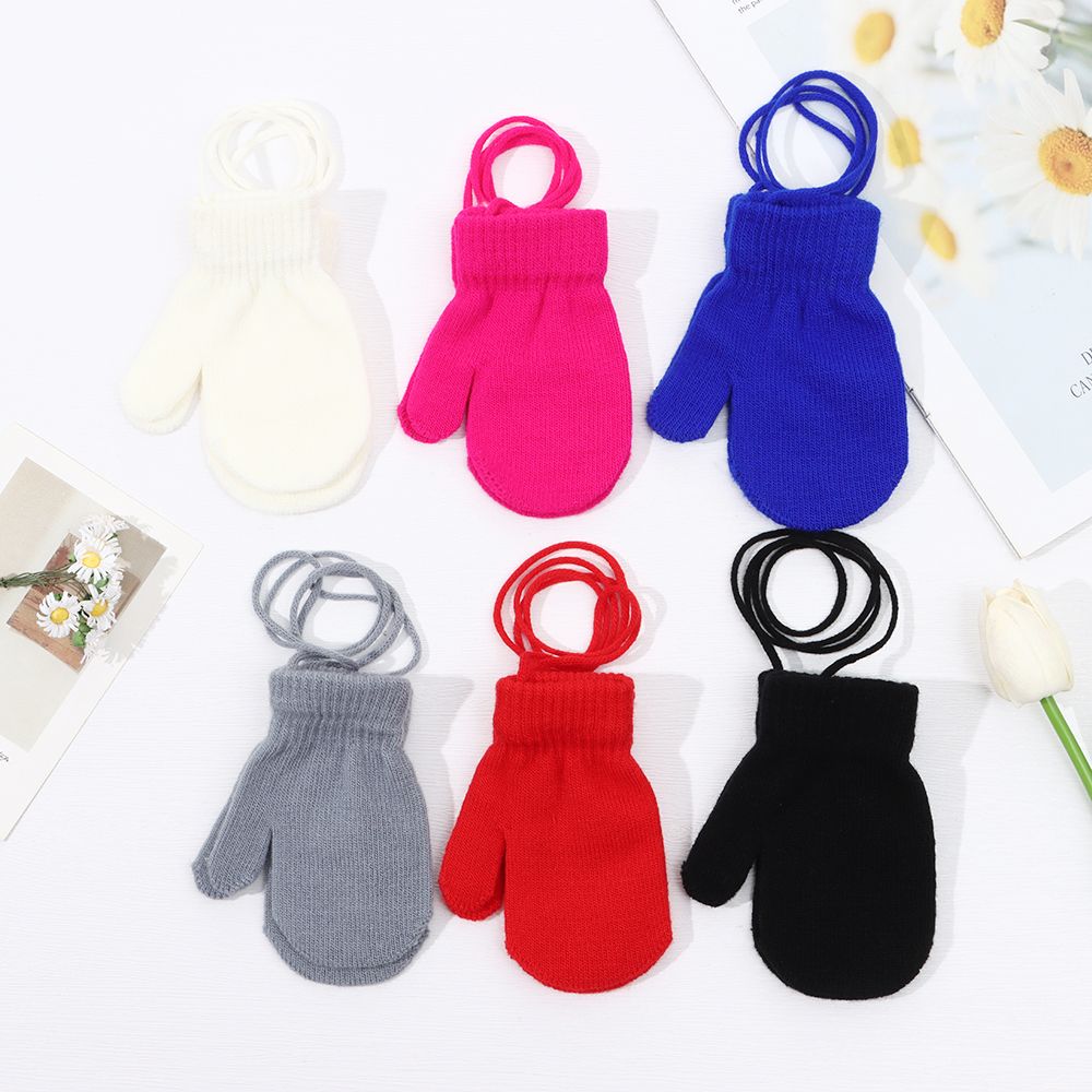 Winter Baby Boys Girls Anti-lost Thick Warm Kids Gloves Sports Gloves Knitted Mittens