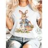 European Size Easter Gift Women's Summer Apparel Jacquard Basket Lady Rabbit Print Round Neck Short Sleeve T-Shirt,ComfortableStylish Elegant Party