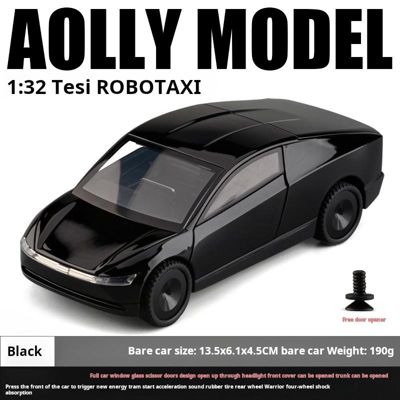 Whalq7 1:32 Robotaxi Fahrerloses Taxi Legierung Metall Druckguss Modellauto für Tesla Kleinwagen Mikrofahrzeuge Ton und Licht Rückzieher Geburtstag