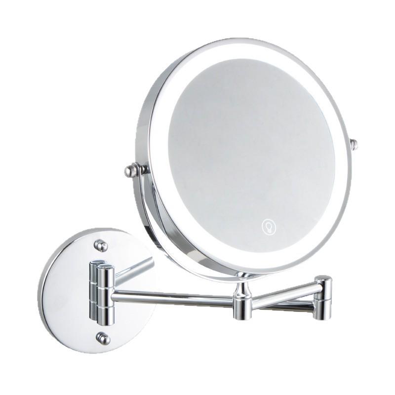 LED Lighted Wall-Mounted Double-Sided Magnifying Makeup Mirror for Bathrooms, Punch-Free Installation