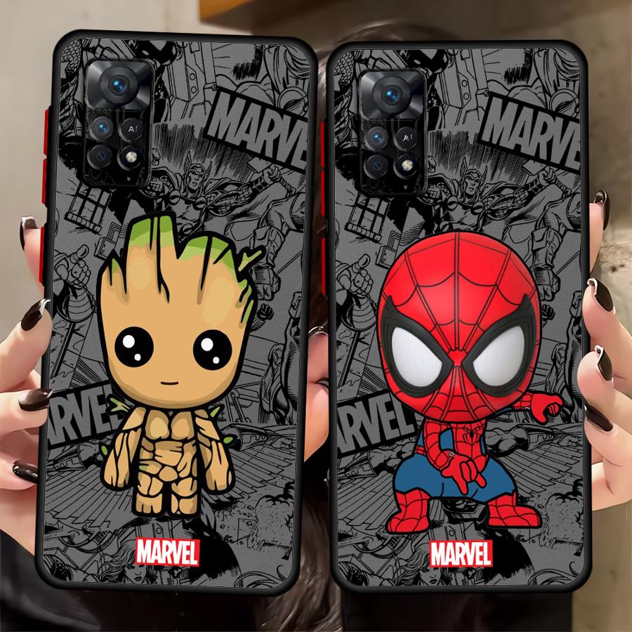 Cartoon Marvel Spiderman Groot Funda Phone Cover Case for Xiaomi Redmi Note 14 A4 12 13C 9S 11 10 13 Pro Plus 14C