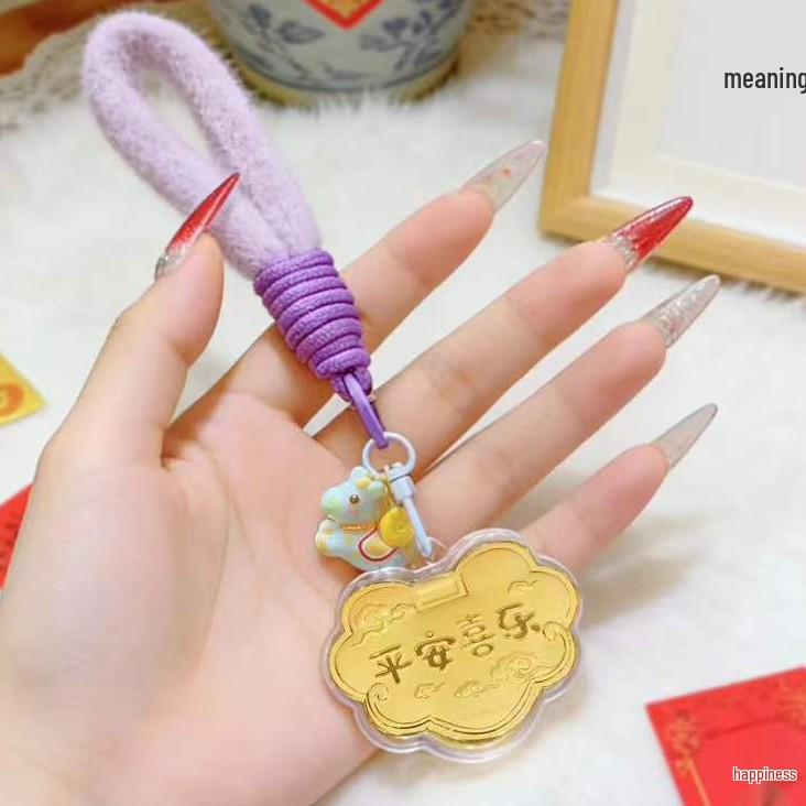 2026 Solid 999 Gold Four-Leaf Clover Good Luck Pendant Keychain