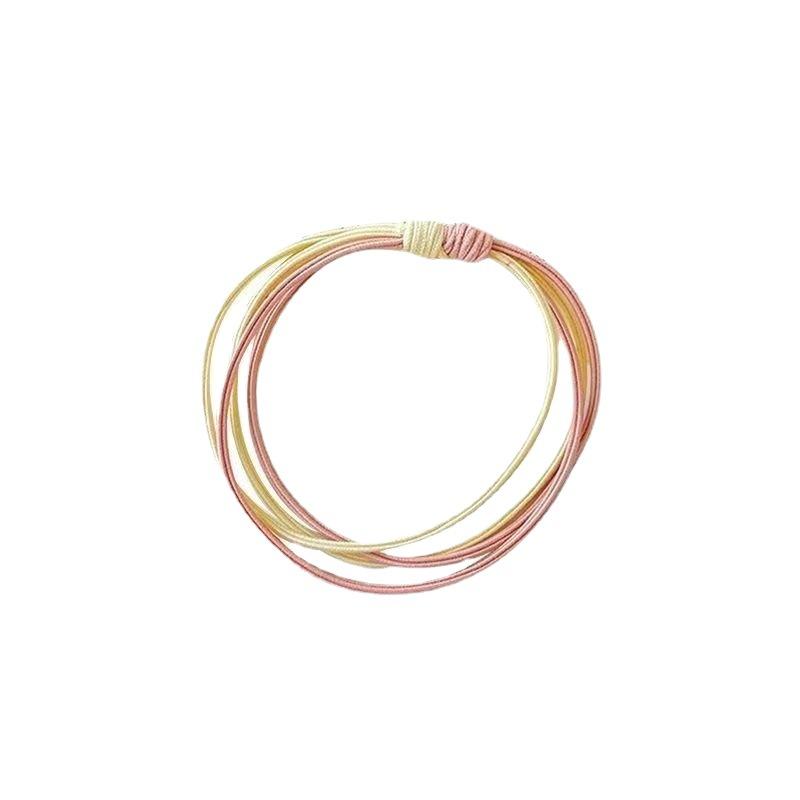 The new color matching four-strand rubber band net celebrity small fresh forest female Korean headdress girls tie hair accessories hair ring
