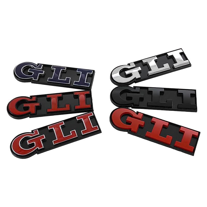 BHE1 For VW VOLKSWAGEN 2026 New 3D Metal Red Black GLI Logo Front Grill Emblem Badge For Volkswagen VW Sagitar Bora Jetta MK4 MK2 Mk3